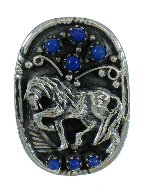Lapis Sterling Silver Horse Southwestern Jewelry Ring Size 7 AX88415